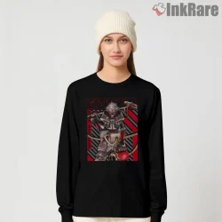 Rudo Industrial Gear Action Pose Red Black Anime Shirt on black long sleeve shirt for women graphic tee