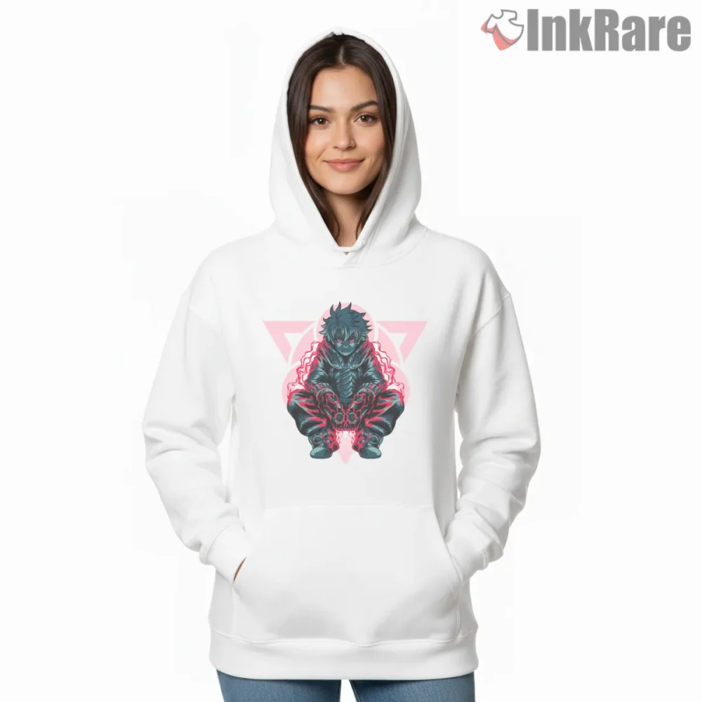 Rudo Inner Power Glow Dark Aesthetic Anime Shirt on white hoodie for women graphic tee