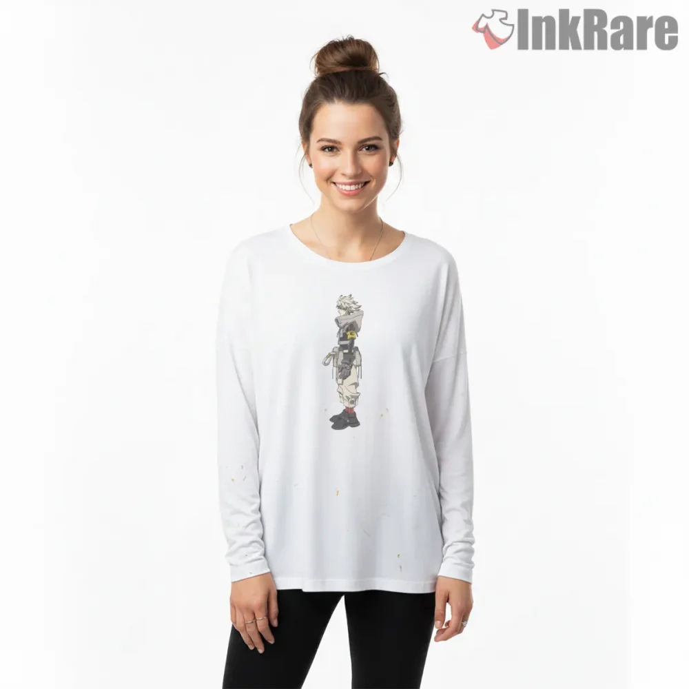 Rudo Minimal Side Profile Clean Character Anime Shirt on white long sleeve shirt for women graphic tee