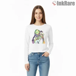 Rudo Neon Street Style Abstract Motion Anime Shirt on white long sleeve shirt for women graphic tee