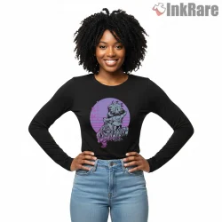 Rudo Retro Circle Sunset Aesthetic Anime Shirt on black long sleeve shirt for women graphic tee