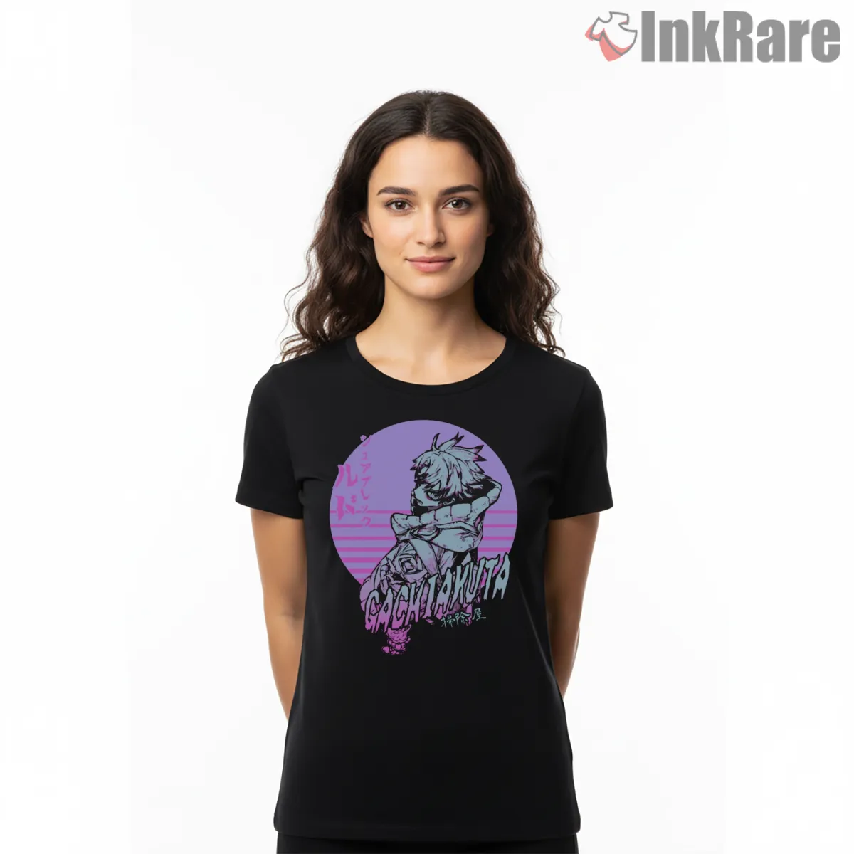 Rudo Retro Circle Sunset Aesthetic Anime Shirt on black short sleeve shirt for women graphic tee