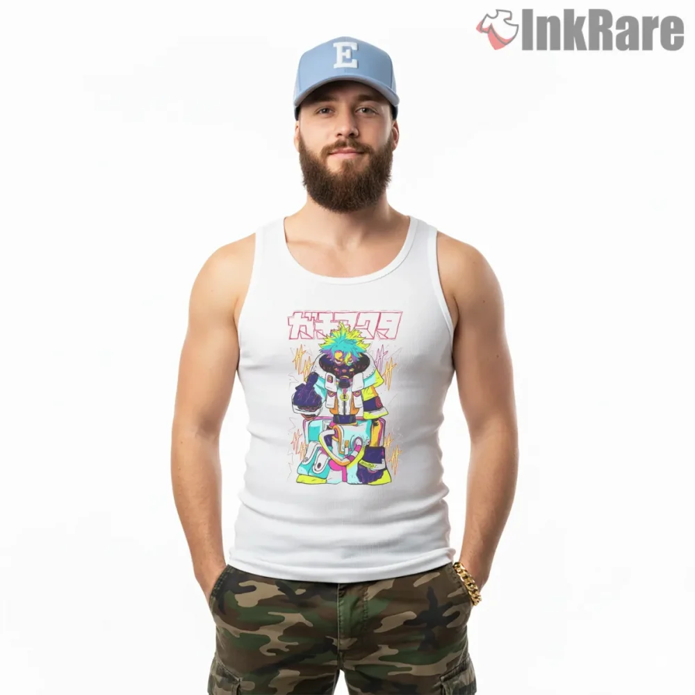 Rudo Wpap Abstract Color Block Portrait Anime Shirt on white tank top for men graphic tee