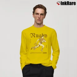 Men’s Rugby League Poster for Hardcore Fans Long-Sleeve Shirt in yellow | Sleek, Lightweight, Year-Round Wear