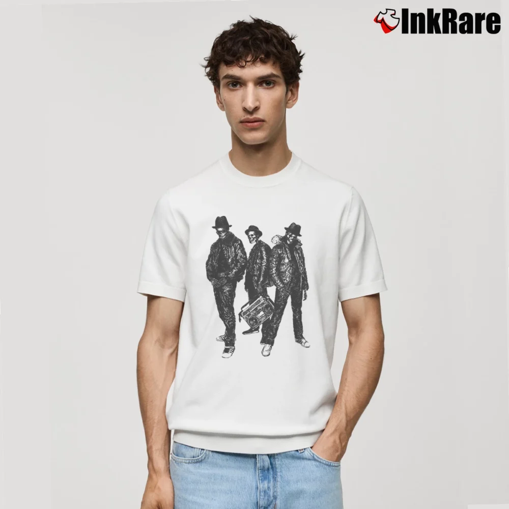 Men’s Run Dmc Old School Skull Nwa Classic T-Shirt in white | Soft, Breathable Everyday Wear