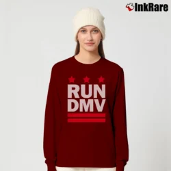 Women’s Run DMV Inspired DMC Graphic Long-Sleeve Top in maroon | Sleek, Versatile, All-Season