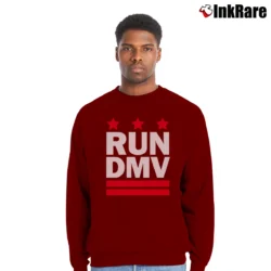 Men’s Run DMV Inspired DMC Graphic Crewneck Sweatshirt in maroon | Cozy Fabric, Clean Style