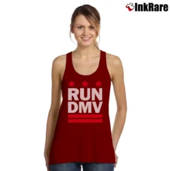 Women’s Run DMV Inspired DMC Graphic Tank Top in maroon | Lightweight, Movement-Friendly
