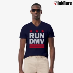 Men’s Run DMV Inspired DMC Graphic V-Neck Tee in navy | Sharp, Breathable, Everyday Staple