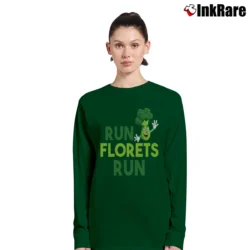 Women’s Run Florets Run Broccoli Vegan Vegetarian Funny Long-Sleeve Top in forest green | Sleek, Versatile, All-Season