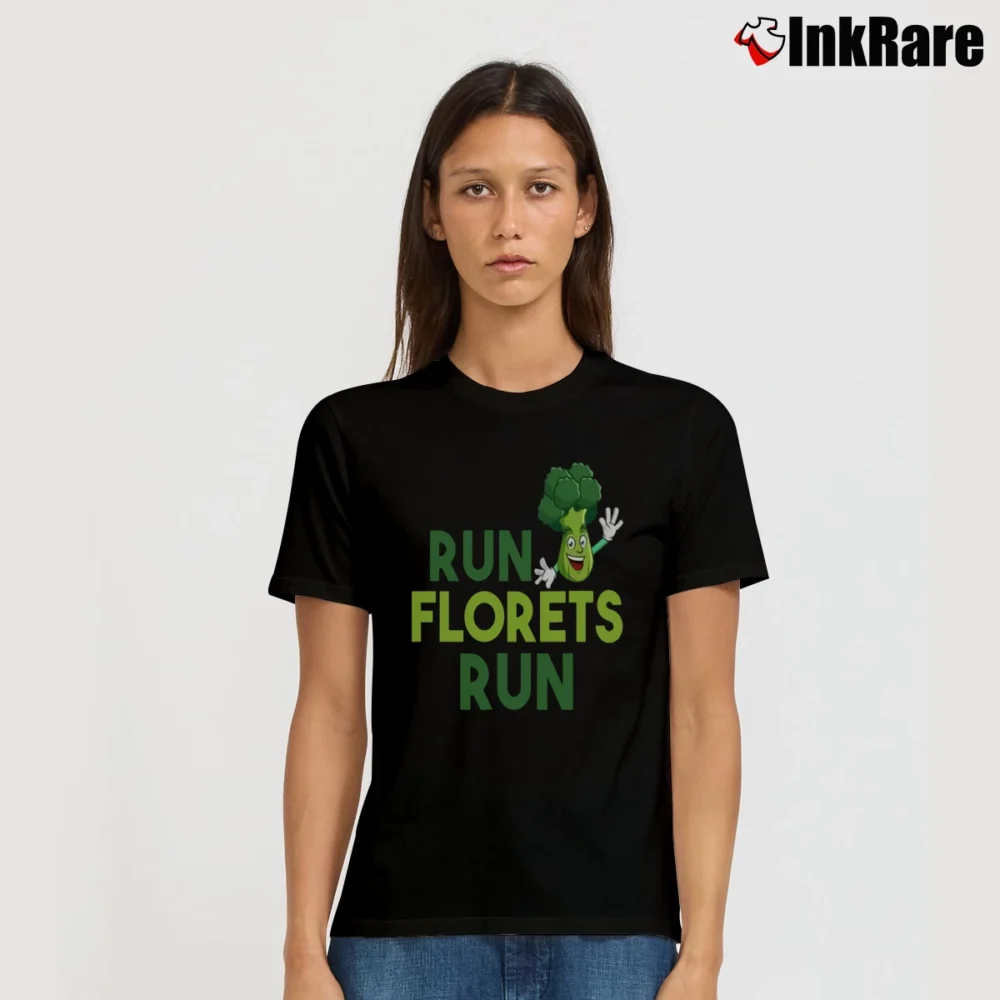 Women’s Run Florets Run Broccoli Vegan Vegetarian Funny Signature T-Shirt in black | Soft, Flattering Fit