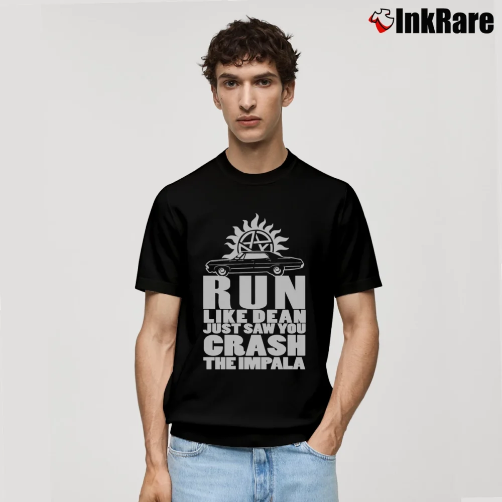 Men’s Run Like Dean Crashed The Impala Classic T-Shirt in black | Soft, Breathable Everyday Wear