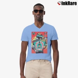 Men’s Run The Jewels Panther RTJ Music V-Neck Tee in light blue | Sharp, Breathable, Everyday Staple