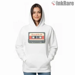 Running Up That Hill Retro Cassette Tape Shirt on white hoodie for women graphic tee