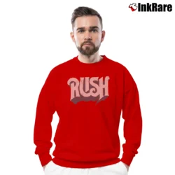 Men’s Rush Band Logo Progressive Rock Crewneck Sweatshirt in red | Cozy Fabric, Clean Style