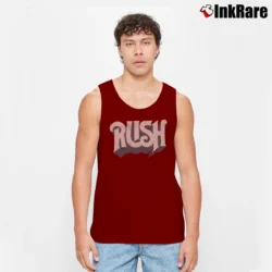 Men’s Rush Band Logo Progressive Rock Tank Top in maroon | Breathable, Active-Friendly Design