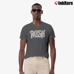 Men’s Rush Band Logo Progressive Rock V-Neck Tee in charcoal | Sharp, Breathable, Everyday Staple