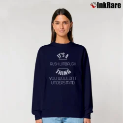 Women’s Rush Limbaugh Talk Show Host Humor Relaxed Sweatshirt in navy | Soft, Laid-Back Vibe