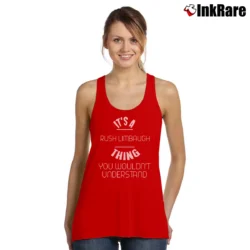 Women’s Rush Limbaugh Talk Show Host Humor Tank Top in red | Lightweight, Movement-Friendly
