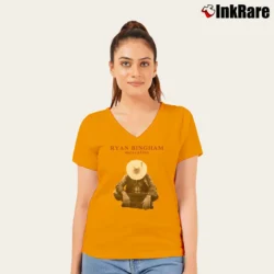 Women’s ryan bingham mescalito americana folk rock V-Neck Tee in orange | Chic Neckline, Soft Texture
