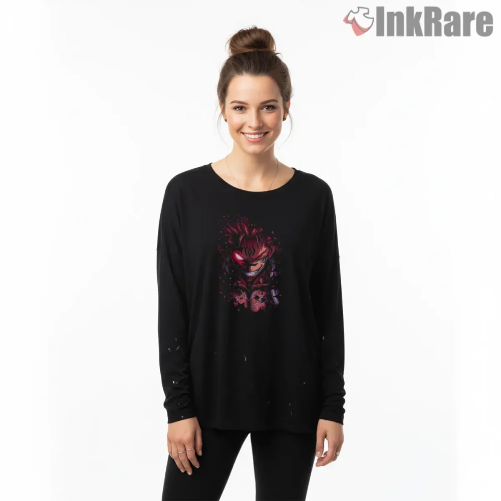 Ryomen Sukuna Demonic Core Rage Anime Shirt on black long sleeve shirt for women graphic tee