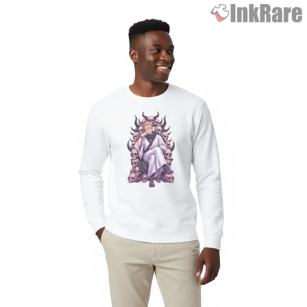 Ryomen Sukuna Skull Throne Dark Villain Anime Shirt on graphic shirt for men graphic tee