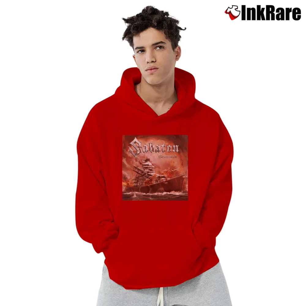 Men’s sabaton bismarck epic historical metal Pullover Hoodie in red | Cozy, Durable, Modern Fit