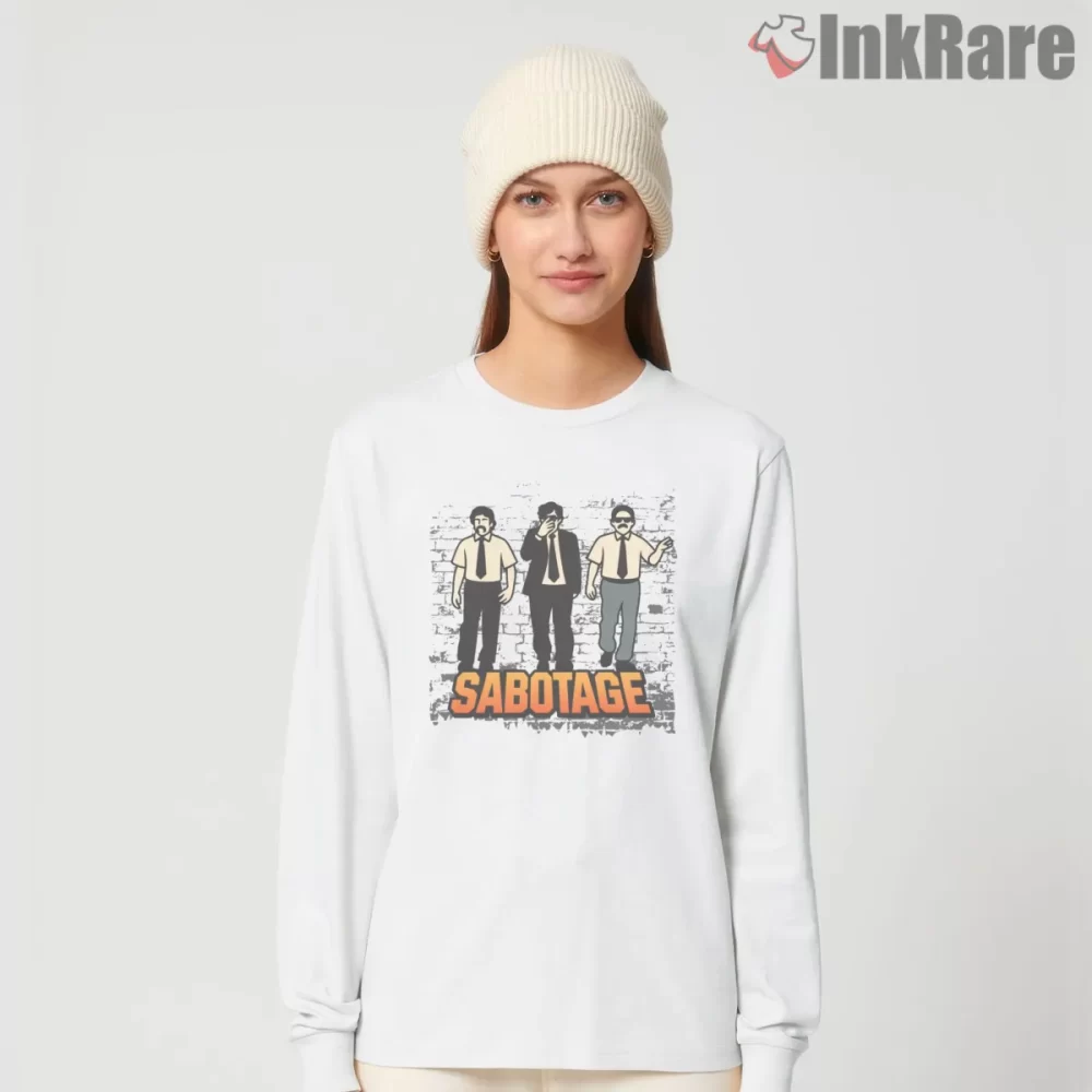 Sabotage Beastie Boys Cop Drama Poster Shirt on white long sleeve shirt for women graphic tee