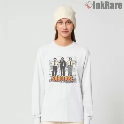 Sabotage Beastie Boys Cop Drama Poster Shirt on white long sleeve shirt for women graphic tee