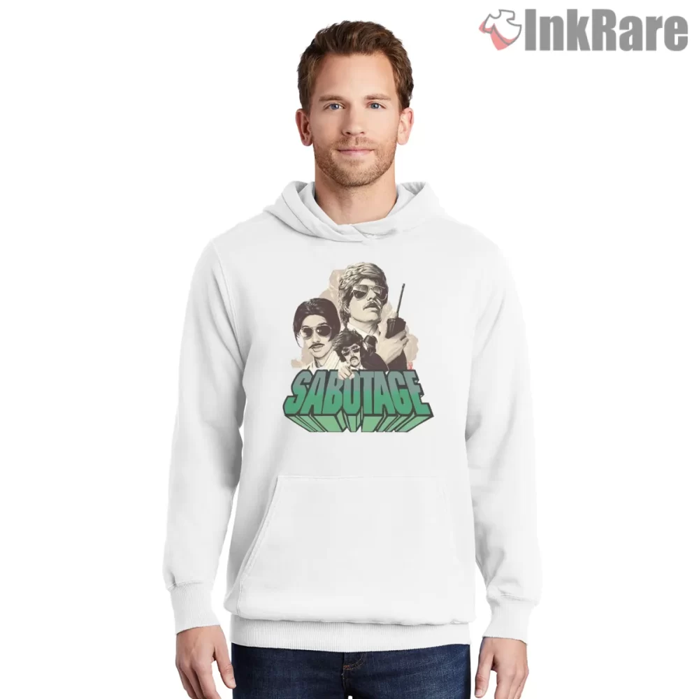 Sabotage Detective Collage Beastie Boys Shirt on white hoodie for men graphic tee