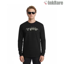 Sabotage Enemy Muscle Car Chase Shirt on black long sleeve shirt for men graphic tee