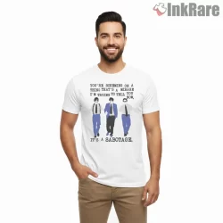 Sabotage Lyric Blue Suit Poster Shirt on white short sleeve shirt for men graphic tee