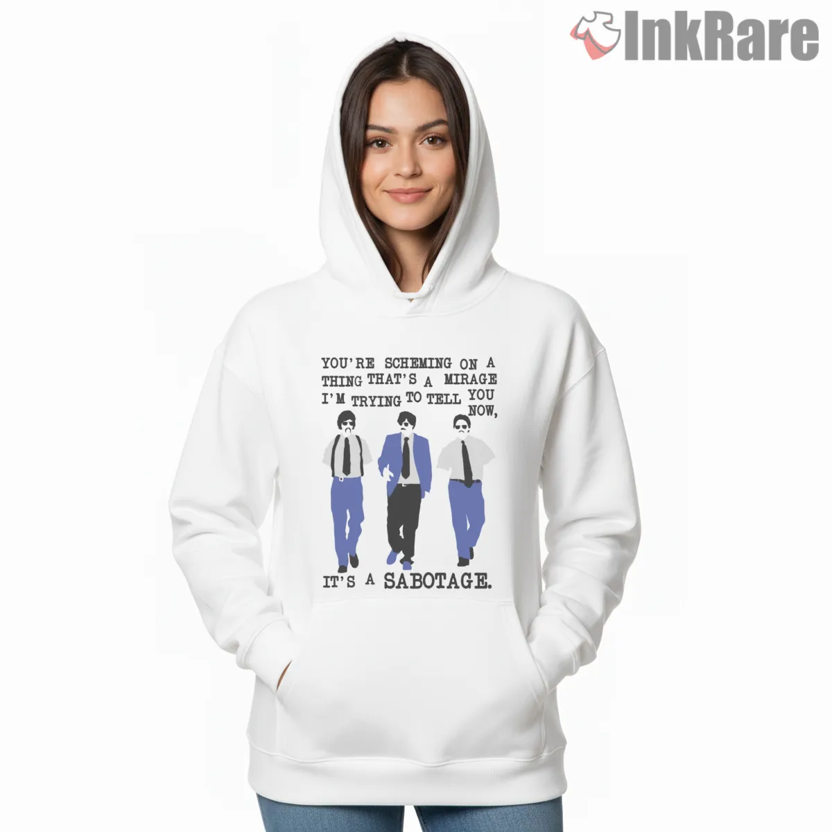 Sabotage Lyric Blue Suit Poster Hoodie White Sabotage Lyric Blue Suit Poster Shirt on white hoodie for women graphic tee
