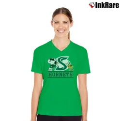 Women’s Sacramento State Hornets Snoopy V-Neck Tee in irish green | Chic Neckline, Soft Texture