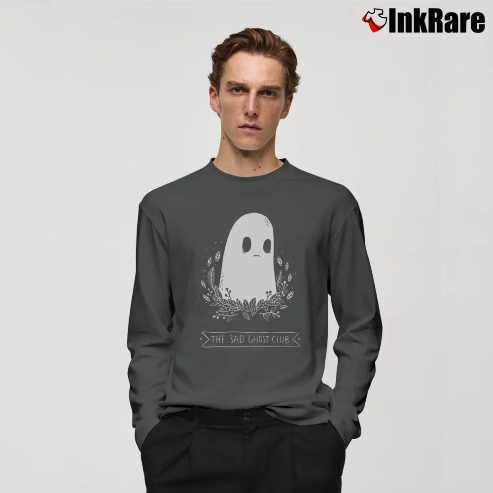 Men’s Sad Ghost Club Classic Long-Sleeve Shirt in charcoal | Sleek, Lightweight, Year-Round Wear