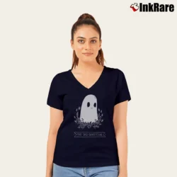 Women’s Sad Ghost Club Classic V-Neck Tee in navy | Chic Neckline, Soft Texture