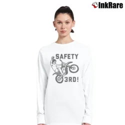 Women’s Safety Third Funny Graphic Long-Sleeve Top in white | Sleek, Versatile, All-Season