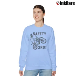 Women’s Safety Third Funny Graphic Relaxed Sweatshirt in light blue | Soft, Laid-Back Vibe