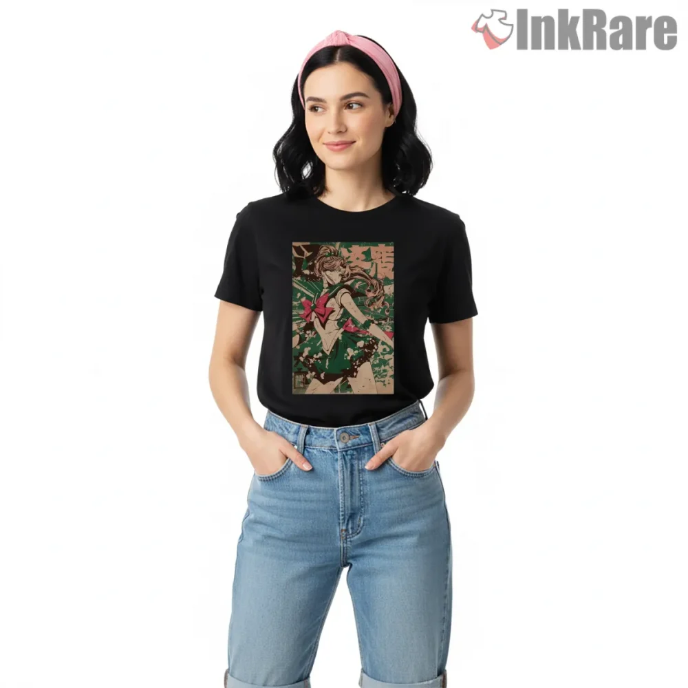 Sailor Jupiter Retro Print Poster Shirt on black short sleeve shirt for women graphic tee