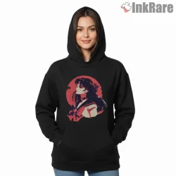 Sailor Mars Crimson Profile Anime Shirt on black hoodie for women graphic tee