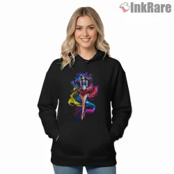 Sailor Mars Dynamic Battle Pose Anime Shirt on black hoodie for women graphic tee