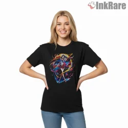 Sailor Mars Flame Magic Dynamic Pose Shirt on black short sleeve shirt for women graphic tee