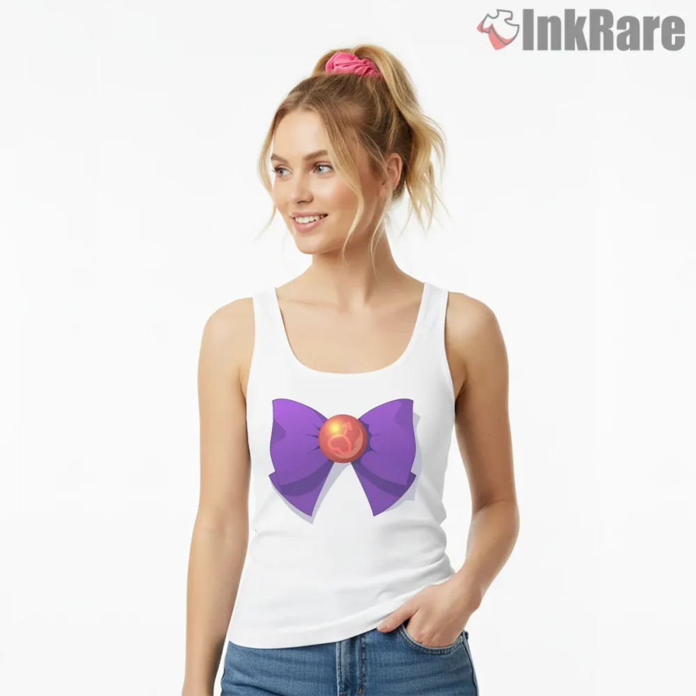 Sailor Mars Transformation Brooch Symbol Anime Shirt on white tank top for women graphic tee