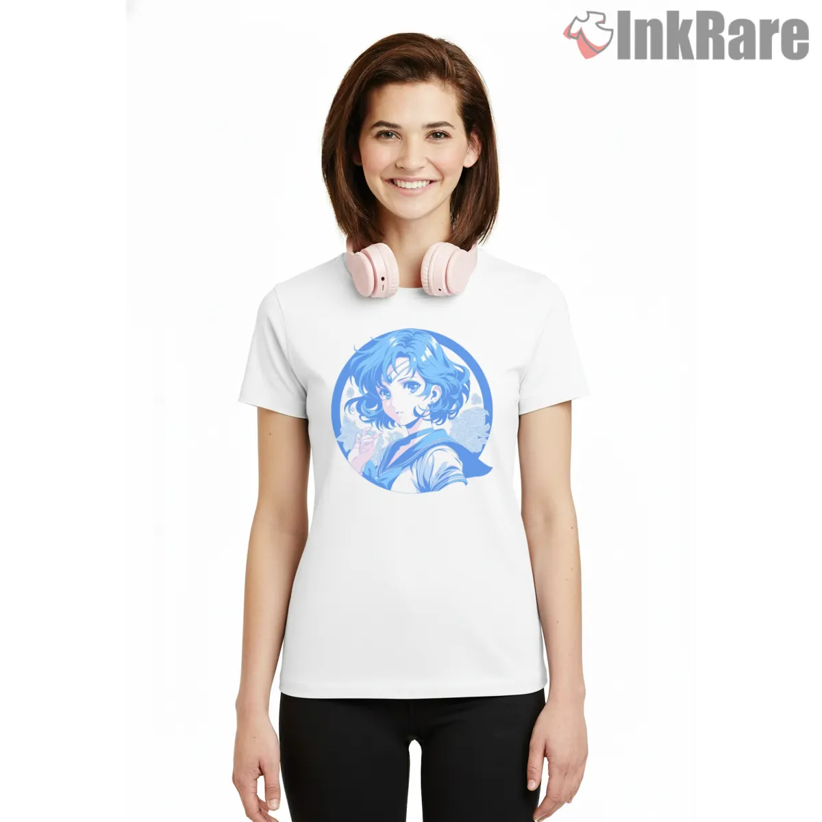 Sailor Mercury Blue Serenity Portrait Anime Short Sleeve White Sailor Mercury Blue Serenity Portrait Anime Shirt on white short sleeve shirt for women graphic tee