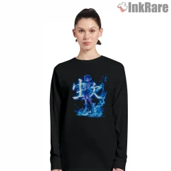 Sailor Mercury Flowing Blue Water Force Shirt on black long sleeve shirt for women graphic tee