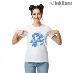 Sailor Mercury Reflective Water Aura Anime Shirt on white short sleeve shirt for women graphic tee