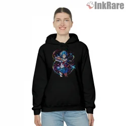 Sailor Mercury Staff Wielding Fan Art Anime Shirt on black hoodie for women graphic tee