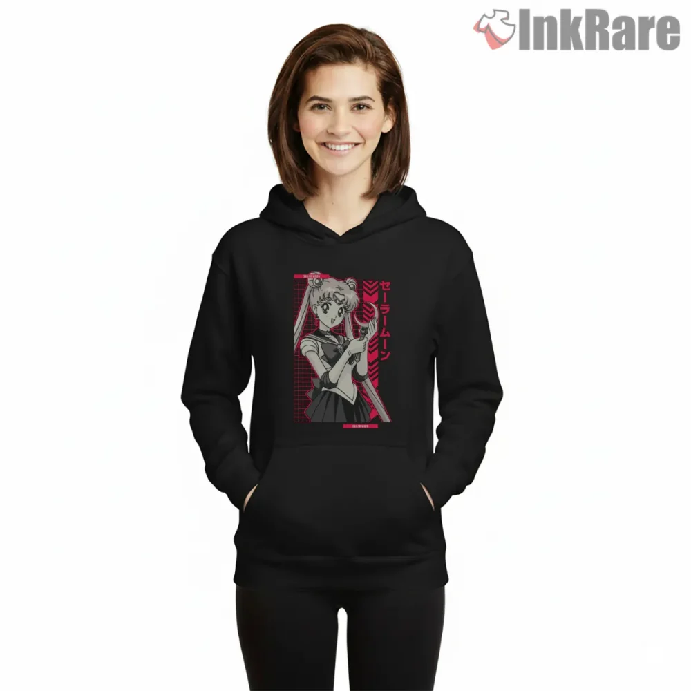 Sailor Moon Anime Star Edition Magenta Shirt on black hoodie for women graphic tee