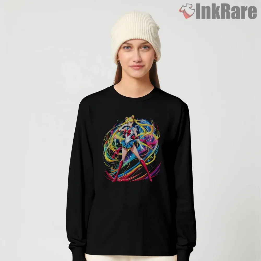 Sailor Moon Classic Heroine Anime Shirt on black long sleeve shirt for women graphic tee