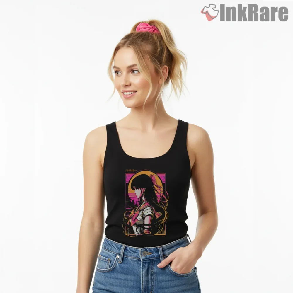 Sailor Moon Collector Edition Neon Portrait Shirt on black tank top for women graphic tee